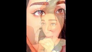 Psychedelic Animated Blowjob Compilation with Anime Girl that is OBSESSED with BBC - 1 image