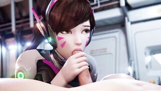 Overwatch - DVA Blowjob Swallowing Cum & Getting Creampied (Animation with Sound) - 3 image