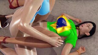 Argentina X Brazil - Futa Cartoon Hentai - Missionary Anal + Cumshot - 1 image