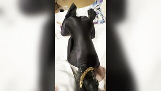 Cute Japanese beauties in rubber suits suck big cocks and cum repeatedly with toys in their pussies - 6 image