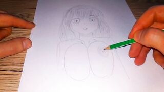 Hot anime tyan squeezed her huge boobs - 9 image