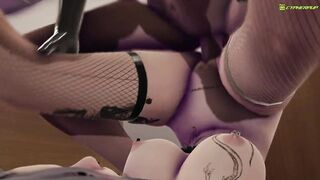 Goth slut getting futa cock in her pussy. Futa x female 3d animation - 10 image
