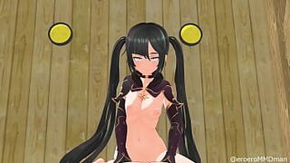 HENTAI GENSHIN IMPACT MONA COWGIRL SEX BLACK HAIR COLOR EDIT SMIXIX - 1 image