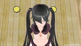 HENTAI GENSHIN IMPACT MONA COWGIRL SEX BLACK HAIR COLOR EDIT SMIXIX - 3 image