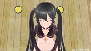 HENTAI GENSHIN IMPACT MONA COWGIRL SEX BLACK HAIR COLOR EDIT SMIXIX - 5 image