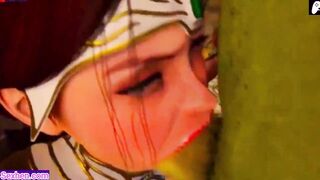 Female warrior sucks monster's big cock and he cums loads cum inside mouth |3D Hentai Animations|P67 - 7 image