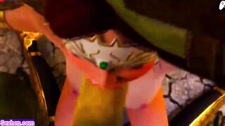 Female warrior sucks monster's big cock and he cums loads cum inside mouth |3D Hentai Animations|P67 - 8 image