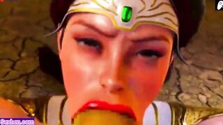 Female warrior sucks monster's big cock and he cums loads cum inside mouth |3D Hentai Animations|P67 - 9 image