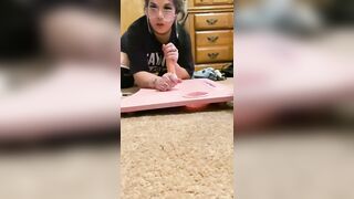 Hot egirl sucks and rides big dildo - 4 image