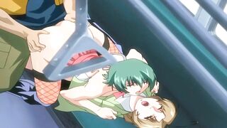 Cute anime girls fuck on the train [Hentai Uncensored] - 10 image