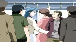 Cute anime girls fuck on the train [Hentai Uncensored] - 3 image