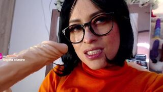 Velma from Scooby Doo destroys his throat with huge cock - 1 image
