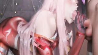 [Hent-Ai Uncensored] Zero Two from Darling in the Franxx - Drooling all over my Dick BJ - 4 image