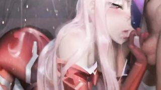 [Hent-Ai Uncensored] Zero Two from Darling in the Franxx - Drooling all over my Dick BJ - 7 image
