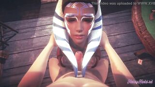 Starwars Hentai POV Ahsoka 3D 4D - blowjob and fucked cowgirl stily with creampie - 5 image