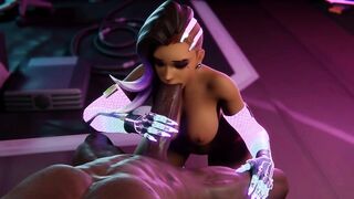 [Blacked] Cyber Sombra Blowjob Fucked in the Mouth [Grand Cupido]( Overwatch ) - 2 image
