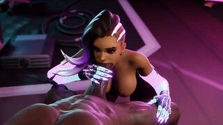 [Blacked] Cyber Sombra Blowjob Fucked in the Mouth [Grand Cupido]( Overwatch ) - 3 image