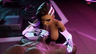 [Blacked] Cyber Sombra Blowjob Fucked in the Mouth [Grand Cupido]( Overwatch ) - 4 image