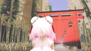 Hot girls has fun bouncing her giant boobs with her big pointy nipples