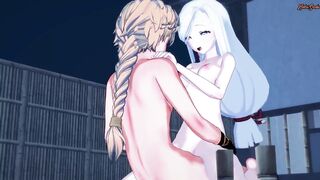 Shenhe loves bouncing up and down on Aether's cock - Genshin Impact Hentai. - 6 image