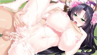 Hentai Uncensored Beauty took off her yukata and showed big tits and started fucking hard - 2 image