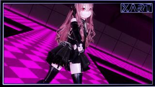 Hentai game, girl in stockings and latex fucking in public on stage - 4 image