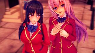 Spending the Day Fucking Cute Girls from Classroom of the Elite Until Creampie - Hentai Compilation - 1 image