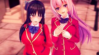 Spending the Day Fucking Cute Girls from Classroom of the Elite Until Creampie - Hentai Compilation