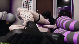 Latex futa deepthroated and creampied a goth slut (3D Animation) - 7 image