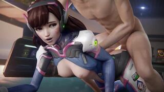 3D Compilation: Overwatch Dva Blowjob Doggystyle Anal Fuck Dick Ride Uncensored Hentai - 9 image