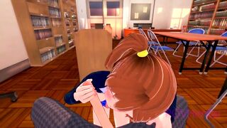 Love Live Honoka Kousaka studying in the library - 3 image