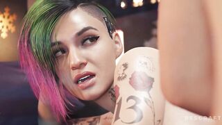 Cyberpunk 2077 - Judy & V Lesbian Dildo Play with Cum (Animation with Sound) - 2 image