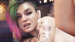Cyberpunk 2077 - Judy & V Lesbian Dildo Play with Cum (Animation with Sound) - 7 image