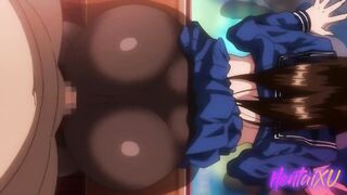 Hentai Filled his girlfriend's pussy with cum in stockings and licked her pussy - 9 image