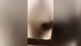 Masturbation by rubbing her nipple against the window - 2 image