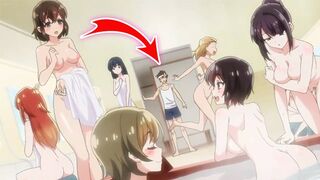 Hentai / A guy washes girls in a public bathhouse - 1 image