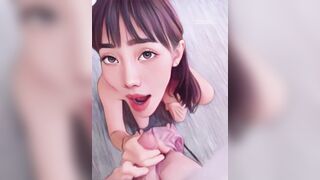 Charming Asian teen offer a amazing blowjob animated version. - 5 image
