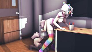 Neko Schoolgirl Eating Pussy Eating Best Friend in School Class - 3 image