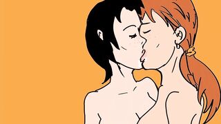 Lesbian kissing and sucking cartoon - 3 image