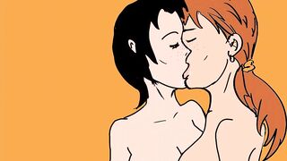Lesbian kissing and sucking cartoon - 4 image
