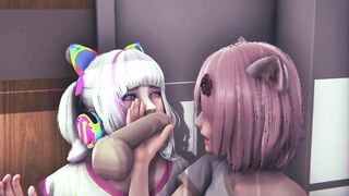 Two schoolgirls lick teacher's cock for grade - 2 image