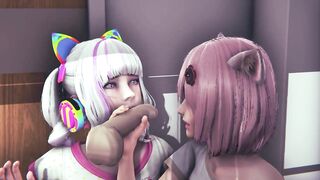 Two schoolgirls lick teacher's cock for grade - 3 image