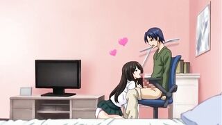 Hentai / hole in the wall, slut in skirt lets her housemate fuck her wet pussy - 2 image