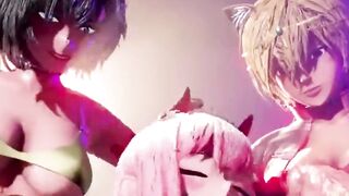 Futa / Futanari Anal Orgy DP Gangbang Deepthroat 3D Hentai - 4 image