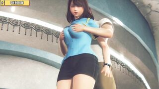 3D- Security guard girl get fuck. Blow job, doggy style. - 2 image