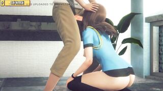 3D- Security guard girl get fuck. Blow job, doggy style. - 6 image