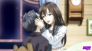 Hirohashi tells him that his face looks just like the beloved stepbrother she lost, then rubs her clit against his cock - 2 image