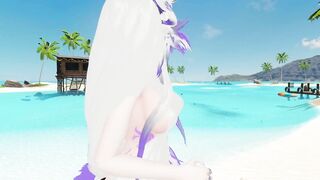 you have fun with a cat boifu on a public beach - 2 image