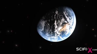 Female sex android plays with a sexy ebony in the space station - 2 image