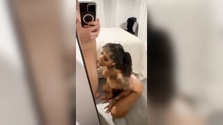 Horny tattooed mixed girl sucking dick like a slut - 2 image